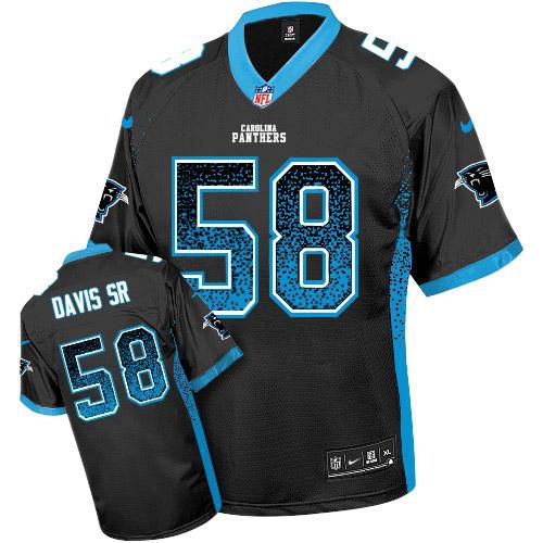 Nike Panthers #58 Thomas Davis Sr Black Team Color Men's Stitched NFL Elite Drift Fashion Jersey